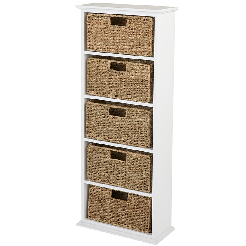 Wooden Shelving Unit with Seagrass Drawers