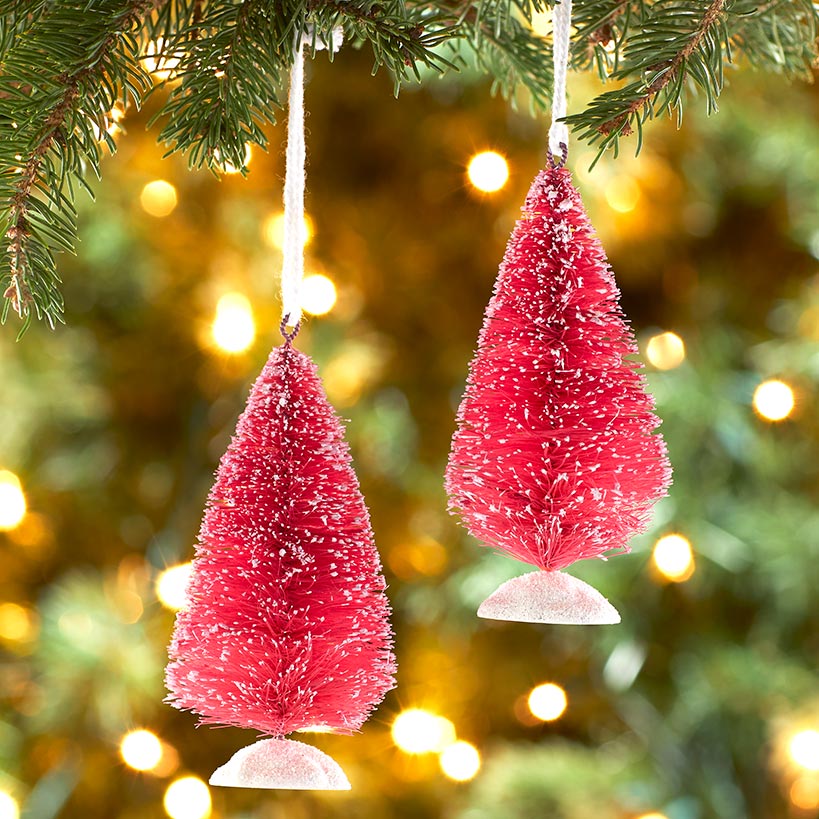 Sets of 2 Bottlebrush Tree Ornaments