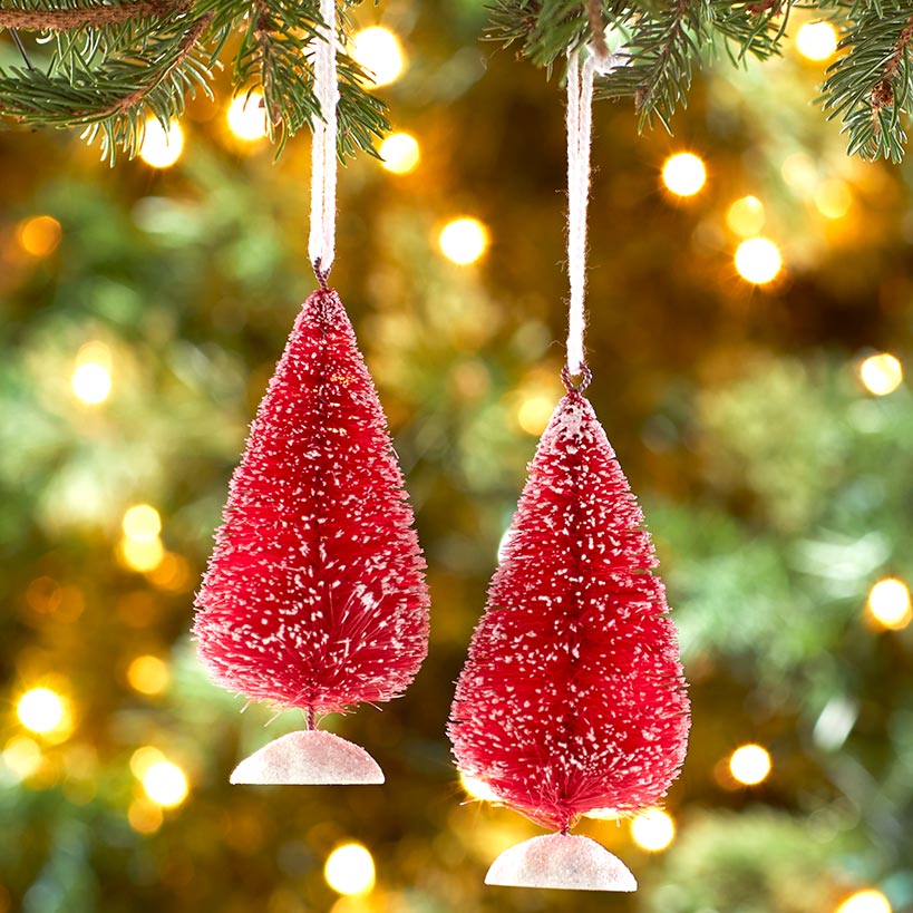 Sets of 2 Bottlebrush Tree Ornaments