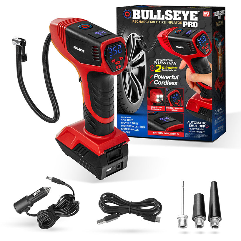Bullseye™ Pro Rechargeable Tire Inflator - Fast, Portable, and Efficient