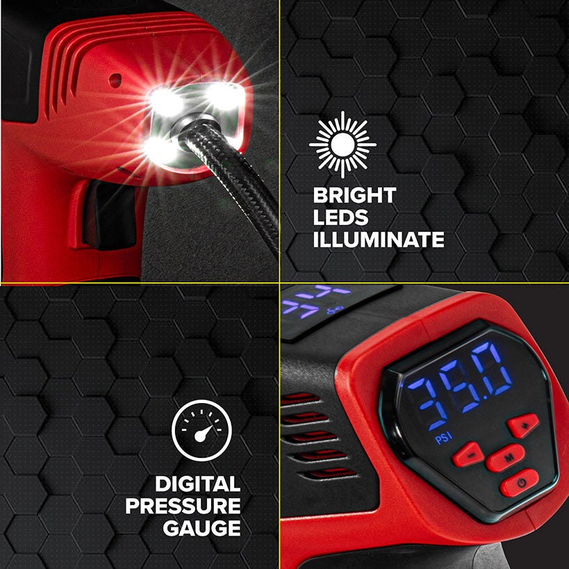 Bullseye™ Pro Rechargeable Tire Inflator - Fast, Portable, and Efficient