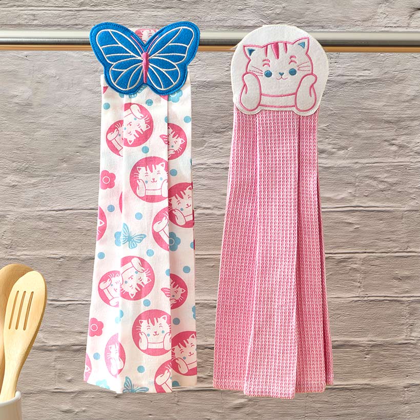 Kitchen Towels Summertime Cat Set of 2