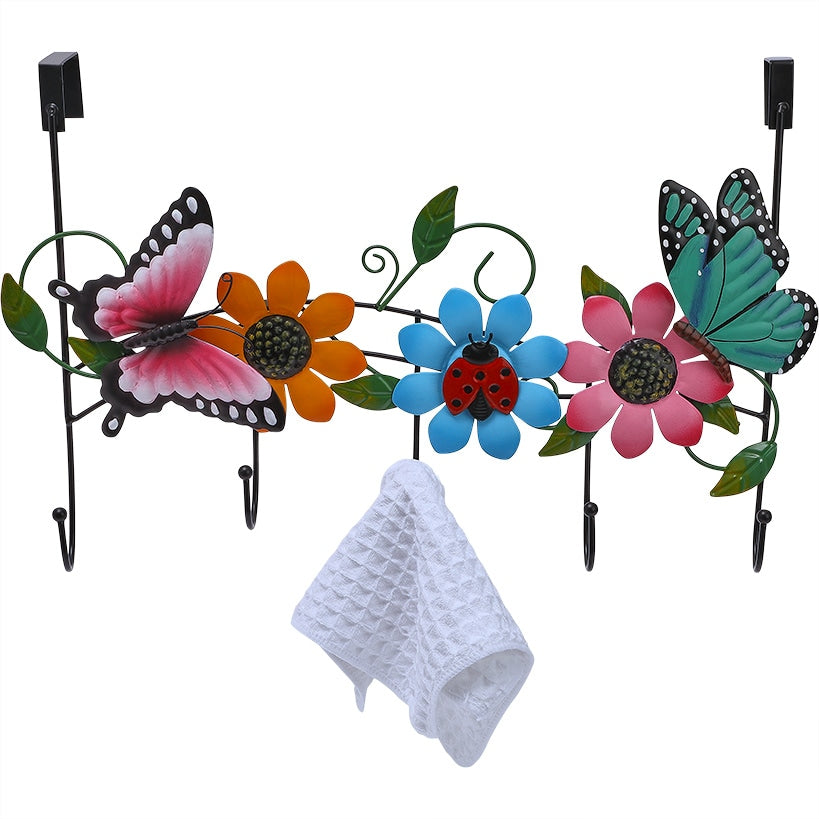 Butterflies and Flowers Metal Over-the-Door Organizer Bathroom Bedroom