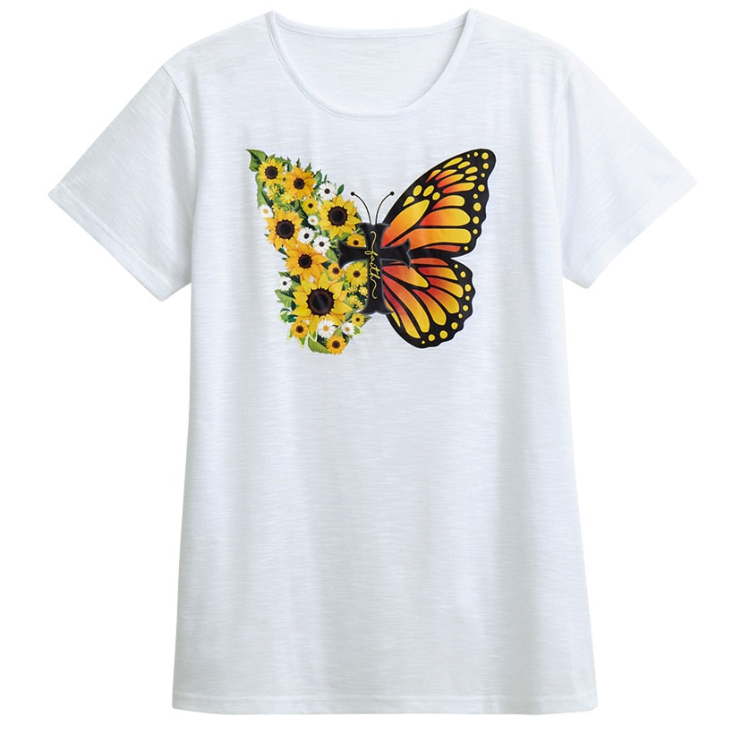 Women's Butterfly Short Sleeve Graphic T-Shirt