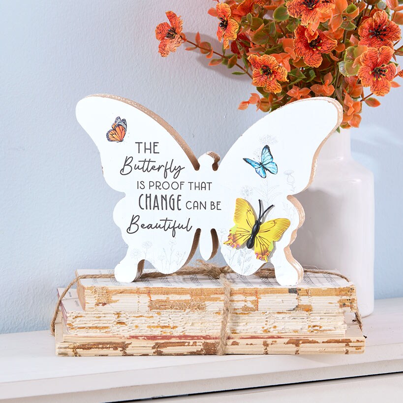 Vibrant Butterfly Sentiment Hanging Sign or Block Signs