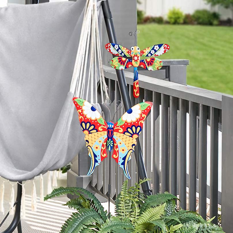 Lakeside Talavera-Inspired Garden Stakes-Butterfly or Hummingbird