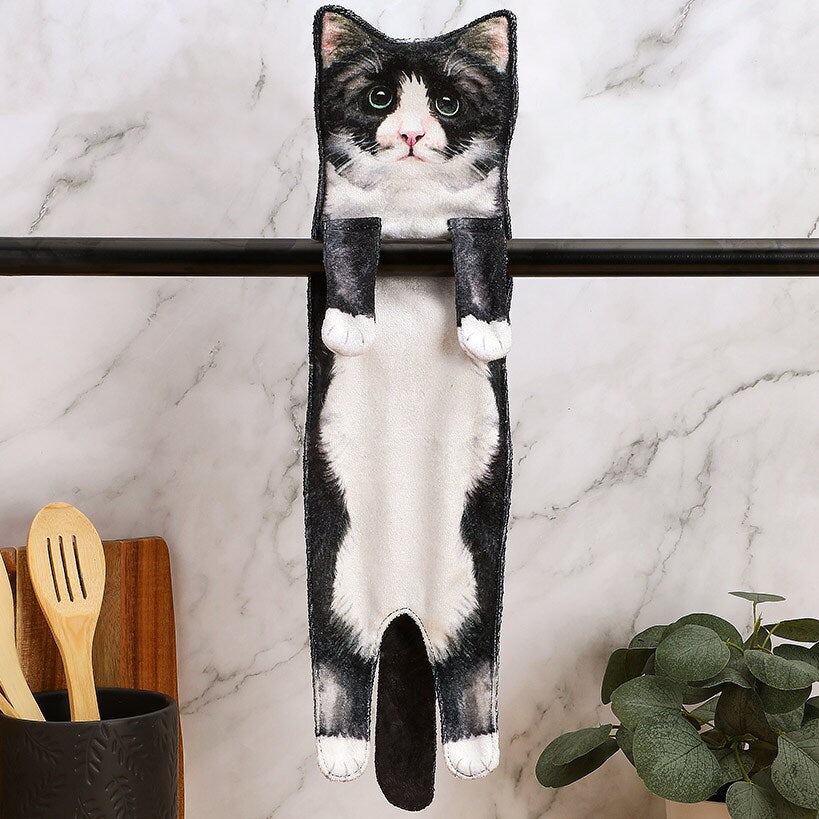 Cat Shaped Decorative Soft And Absorbent Hanging Kitchen Towel