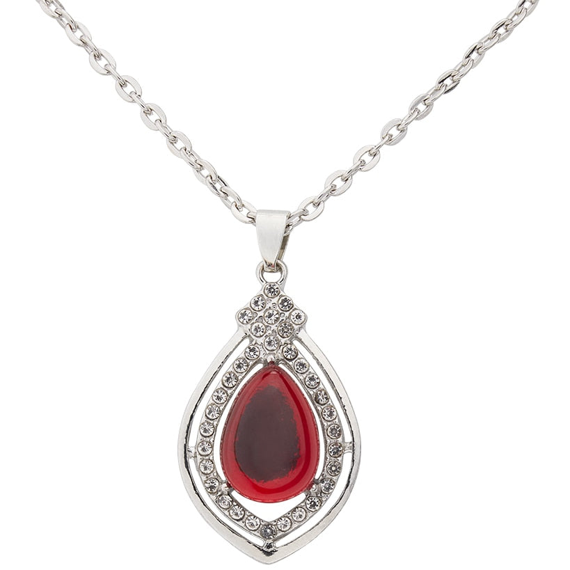 Chalcedony Red Stone Pendant with Chain