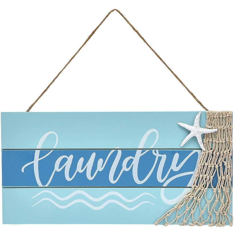 Coastal Laundry Storage - Wood Wall-Mounted Sign