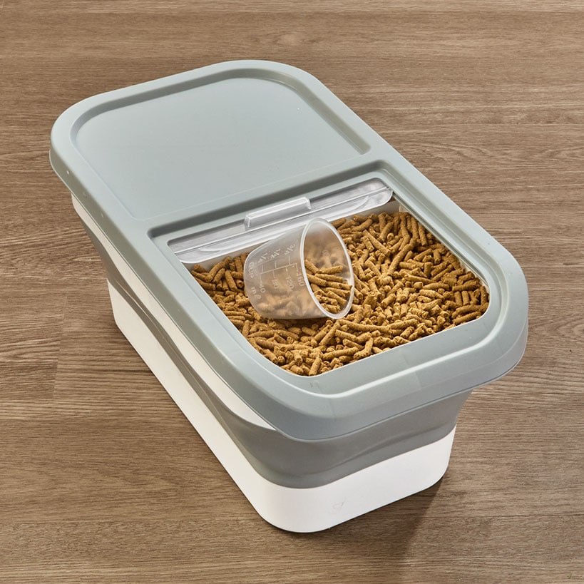 Dog Food Storage Container - Collapsible, 18LB Capacity, Sliding Lid