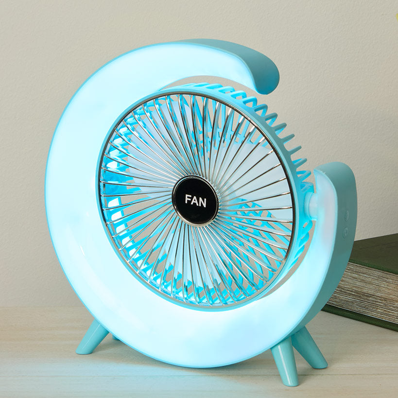 USB Rechargeable Desktop Fan With LED Lights