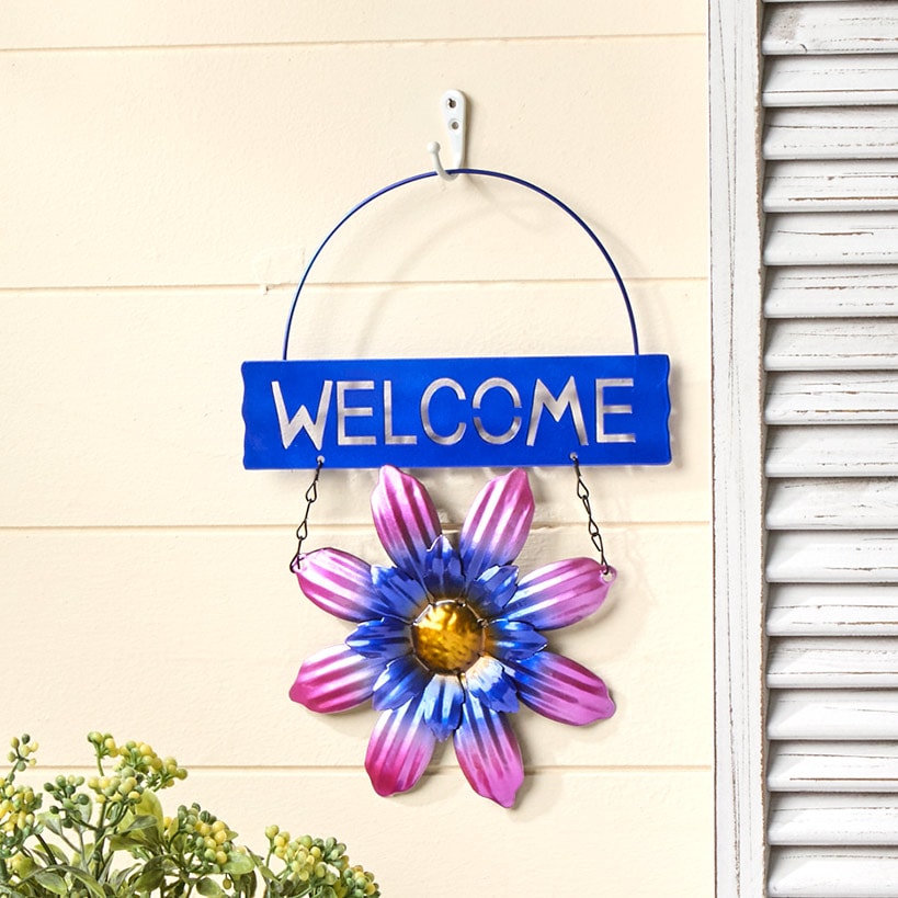 Vibrant Spring Welcome Sign Metal Wall Decor