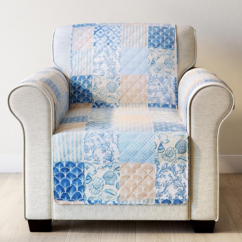 Coral Patch Reversible Sofa Quilted Furniture Cover