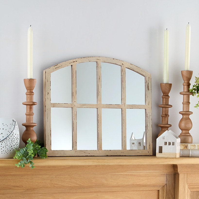 Rustic Country Window Pane Mirror - Black, Dark Brown, or White
