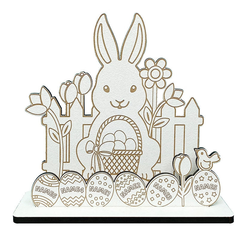 Personalized DIY Wood Easter Bunny and Eggs Gift