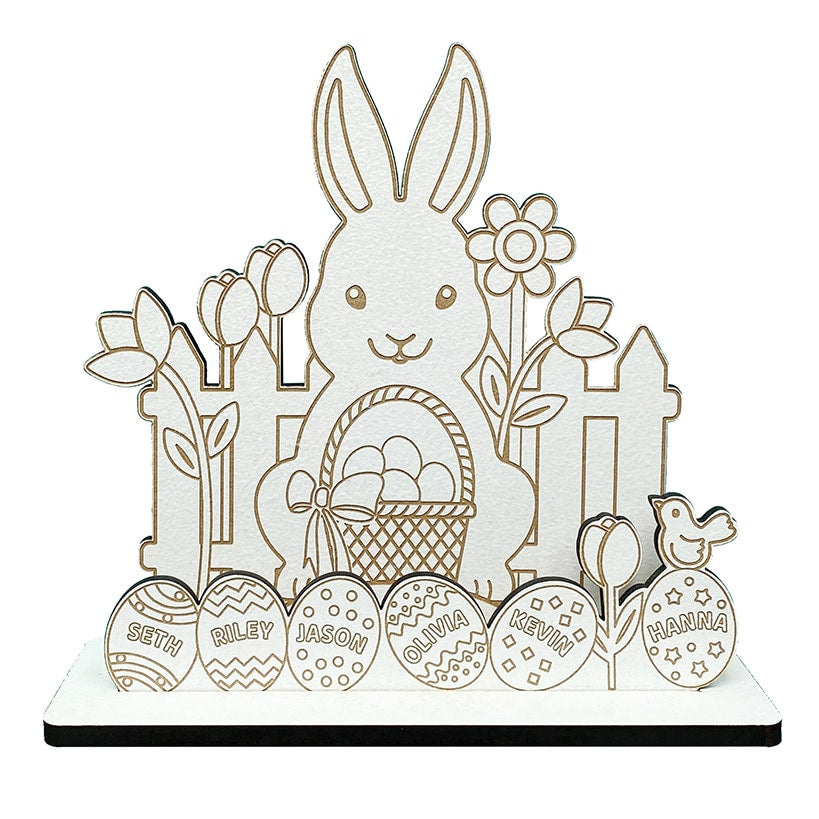 Personalized DIY Wood Easter Bunny and Eggs Gift