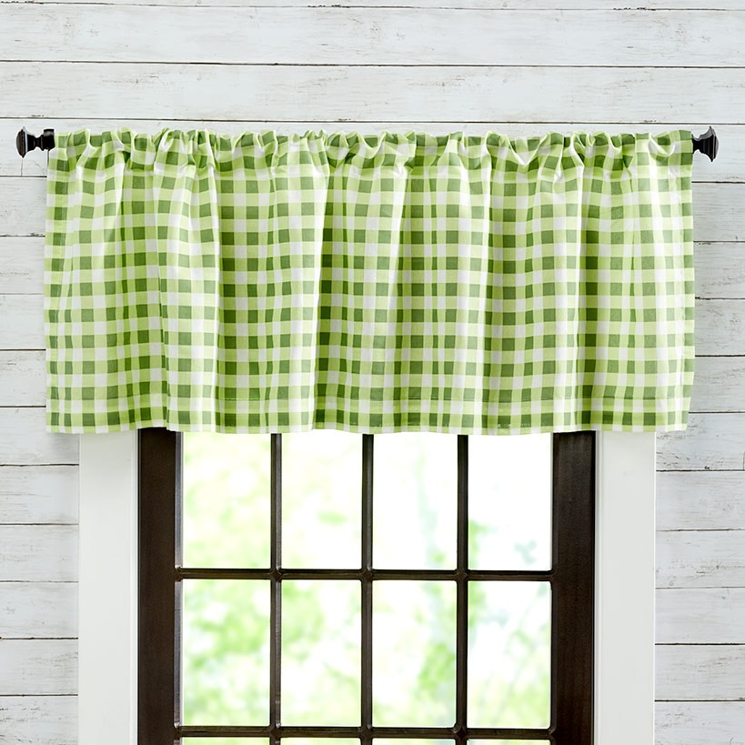 Buffalo Plaid Green Valance or Daffodil Shower Hooks Set of 12#select-item_valance