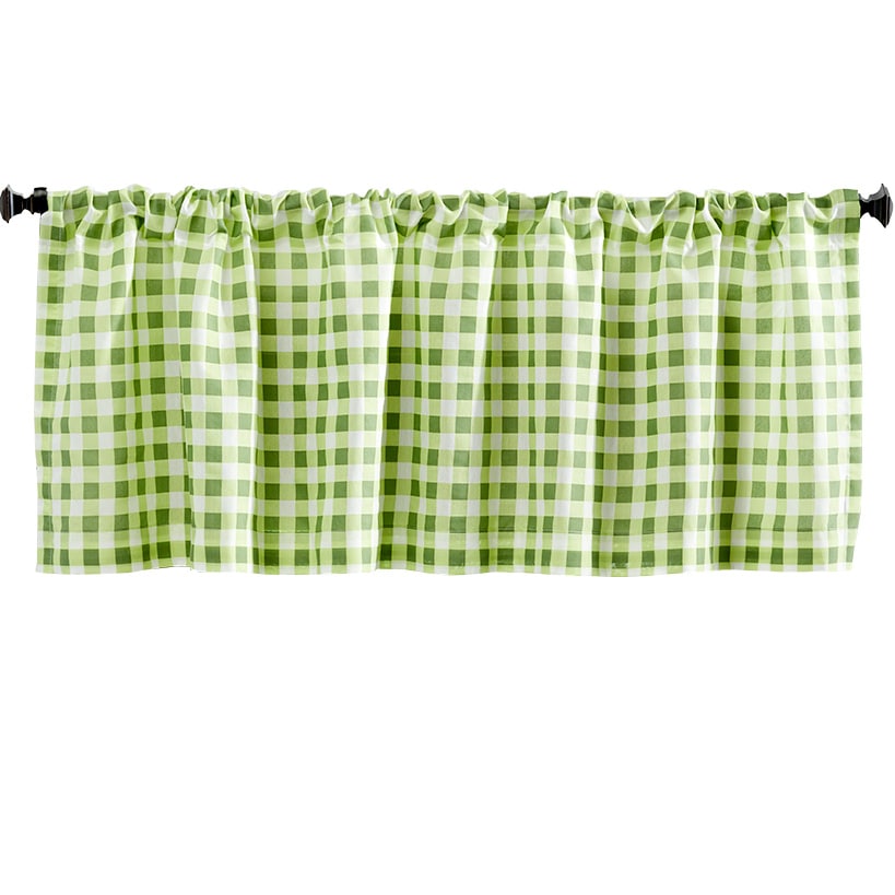 Buffalo Plaid Green Valance or Daffodil Shower Hooks Set of 12