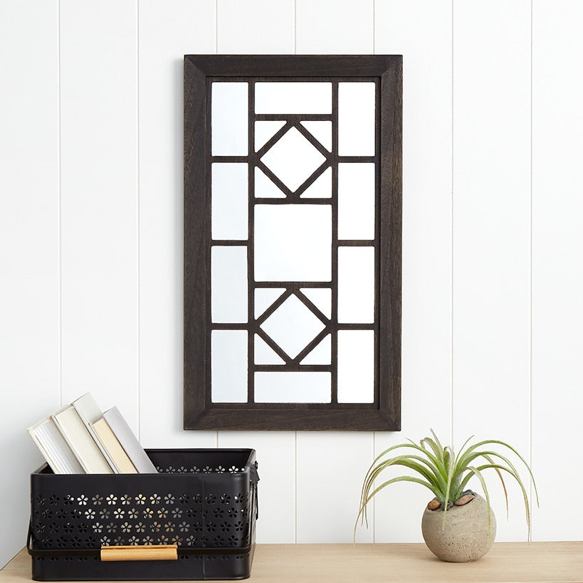 Decorative Wood Rectangular Mirror - White, Black, or Brown