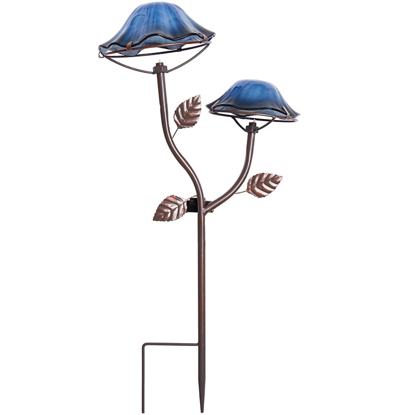 Solar-Powered Double Mushroom Stake – Pink, Green, and Blue