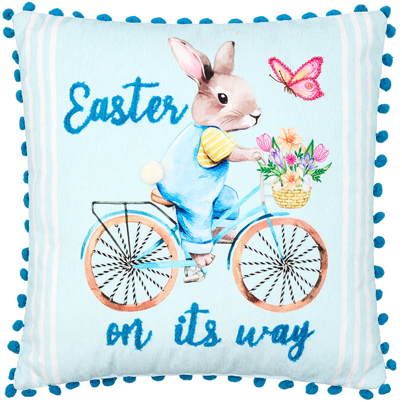 Easter Bunny Embroidered Decorative Pillow