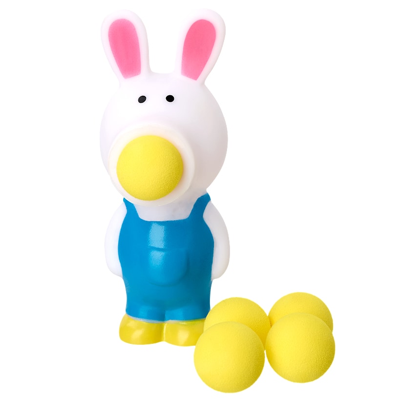 Easter Character Ball Popper Toy With 5 Foam Balls Bunny Or Chicken