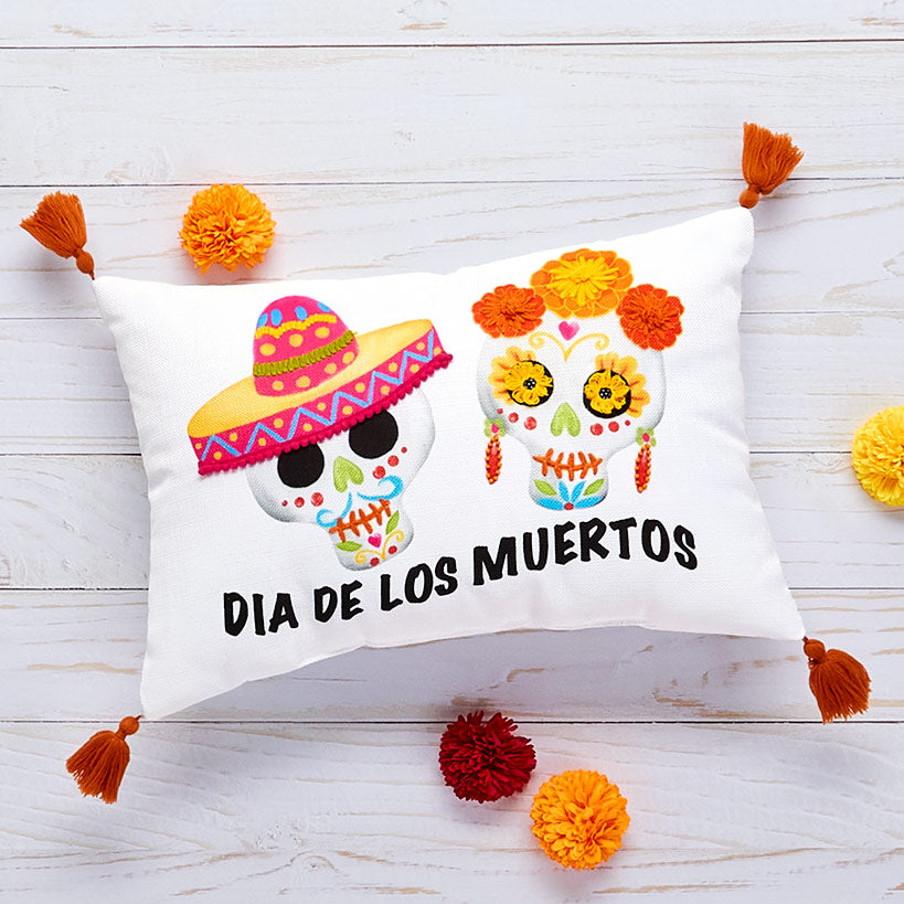 El Dia de Los Muertos Embroidered Decorative Pillow#select-pillow_dia-de-los-muertos