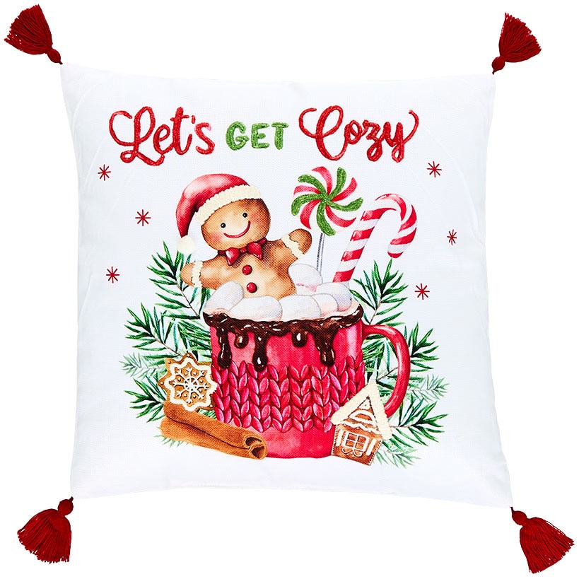 Gingerbread Embroidered Accent Pillow