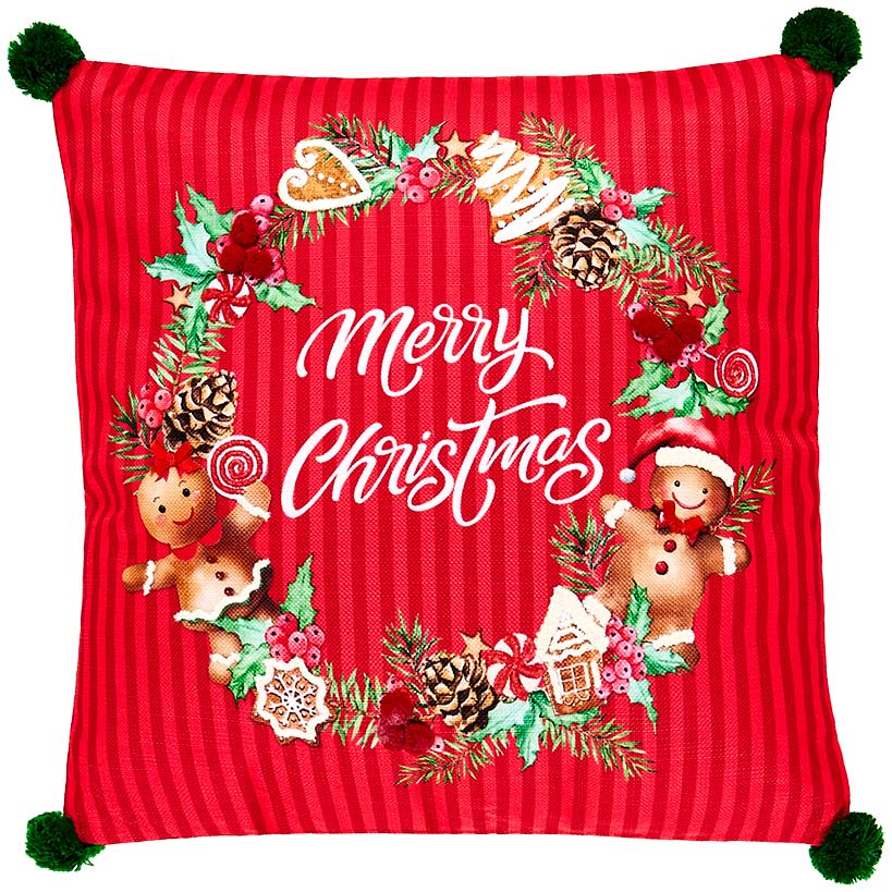 Gingerbread Embroidered Accent Pillow
