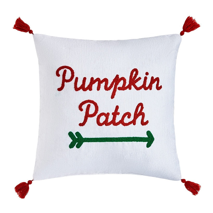 Thankful Harvest Embroidered Decorative Pillow