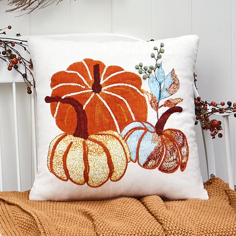 Fall Embroidered Decorative Pillow#select-pillow_pumpkins