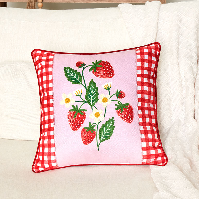 Strawberry Garden Embroidered Decorative Pillow#select-pillow_vine