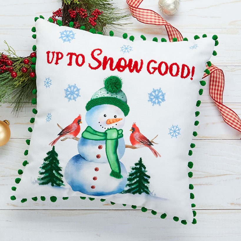 Happy Holidays Embroidered Accent Pillow