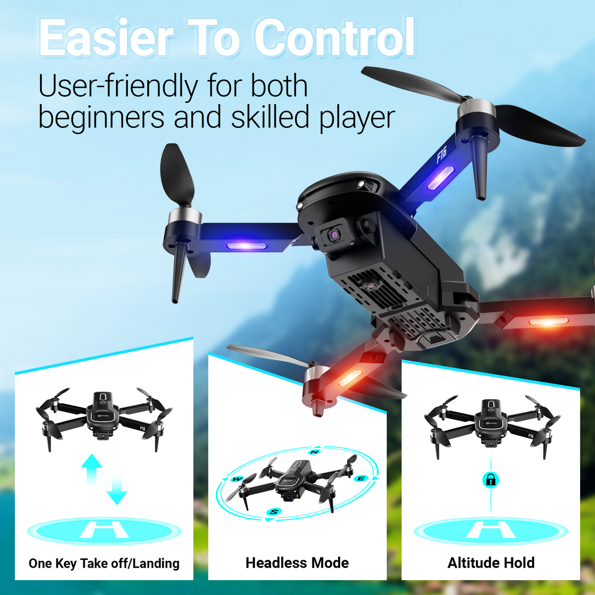 Contixo F16 Stunt Drone - 1080P HD Camera, Foldable Design, Wi-Fi FPV, 16-Min Flight