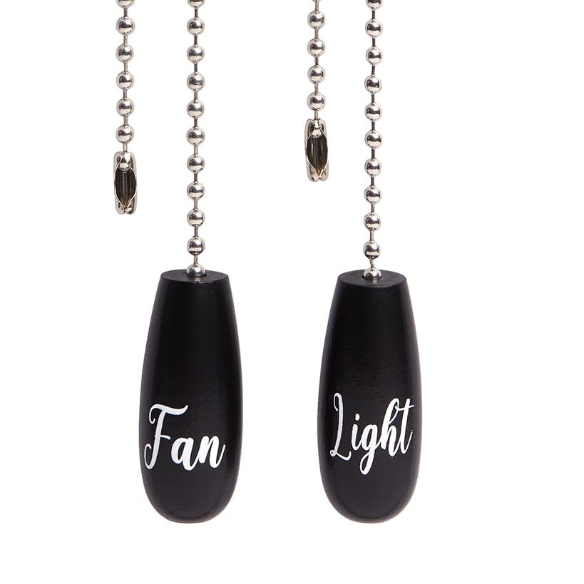 Ceiling Fan and Light Pulls Set of 2 Black