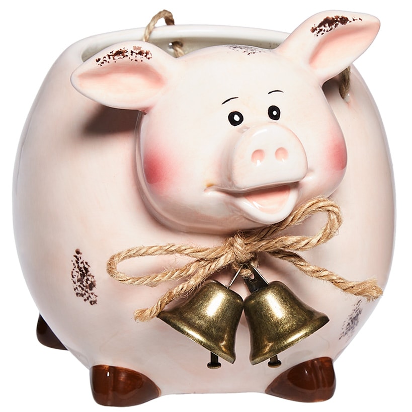 Animal Planter Farm Cow Pig Sheep or Chicken Hanging Ceramic Decor