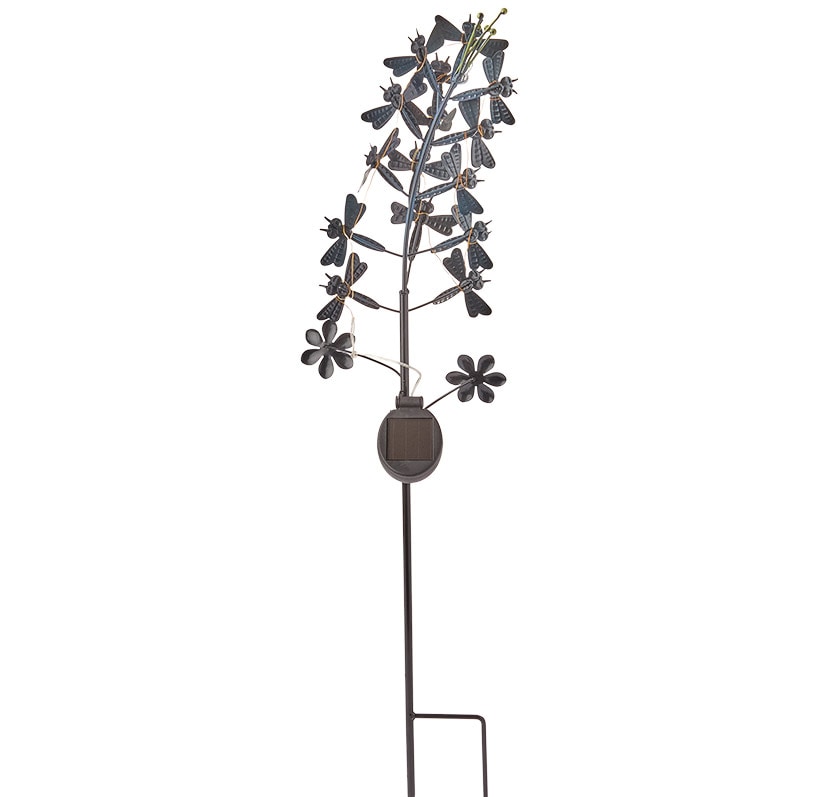 Solar Flower Shaped Butterfly Or Dragonfly Garden Stake