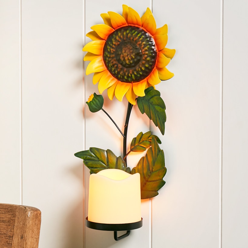 Sconce Flower LED Candle In Daisy Forget Me Not Hibiscus Or Sunflower