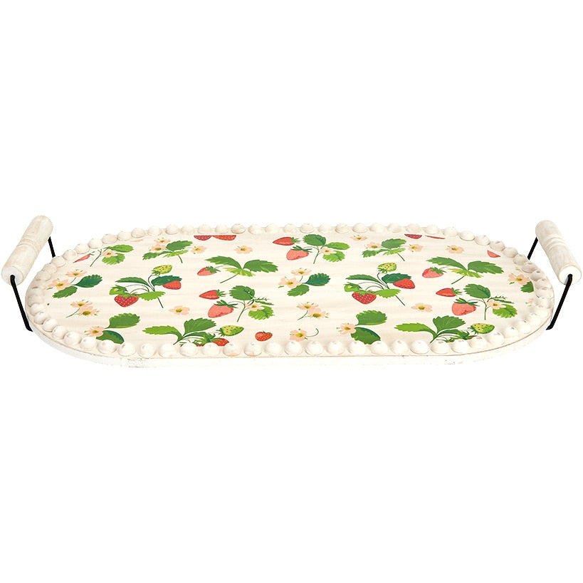Fresh off the Vine Strawberry Pattern Plates or Beaded Wooden Serving Tray
