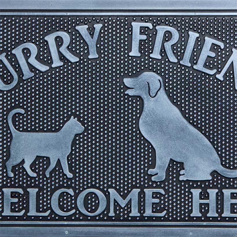 Furry Friends Welcome Rubber Doormat