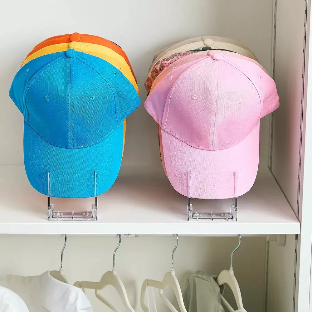 2 Pack Hat Organizer Stand for Up to 14 Baseball Caps – Freestanding Cap Storage Rack & Display Holder