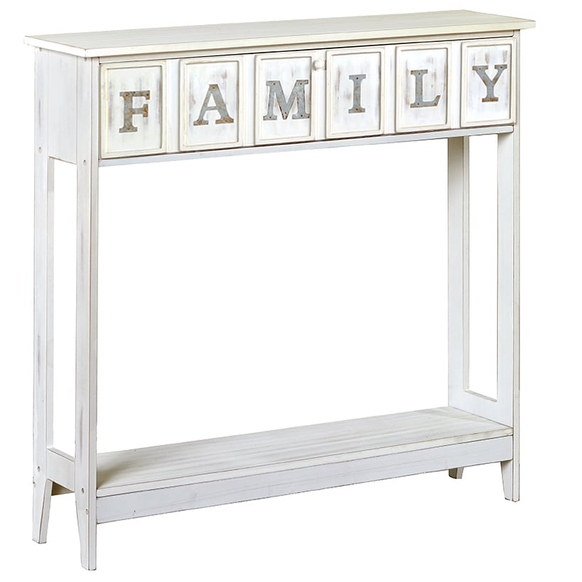 Rustic Wood Console Table with Galvanized Family Sentiment