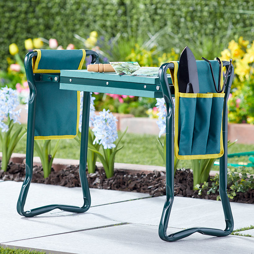 Garden Planting Bench 2 In 1 With Knee Saver And Tool Organizer