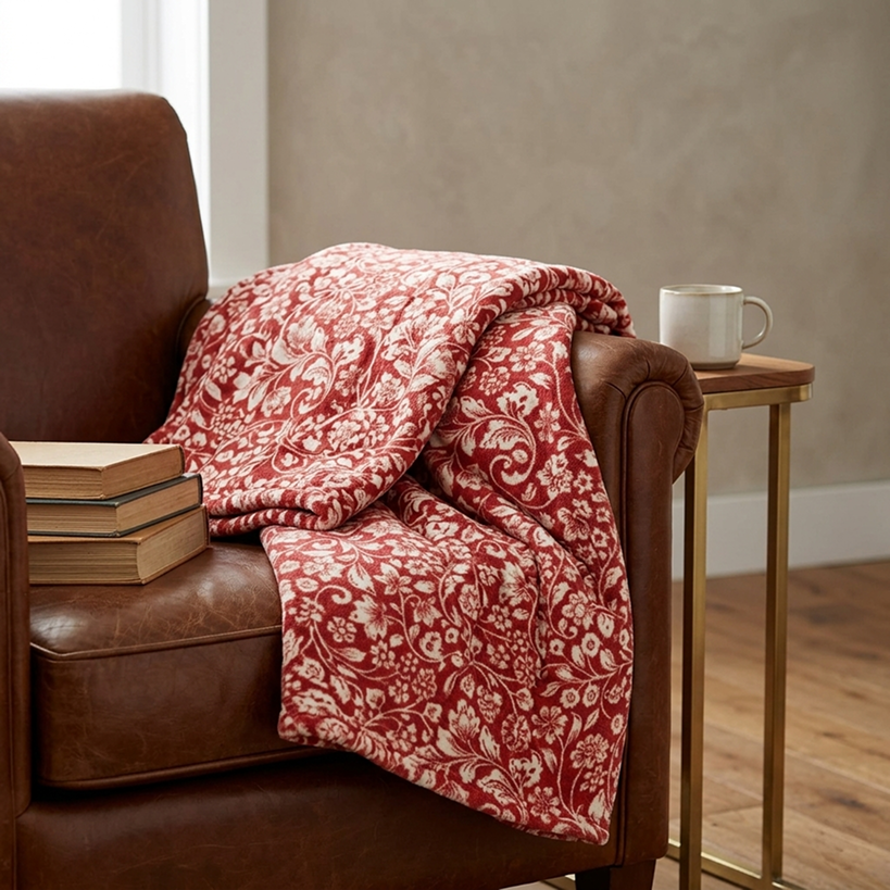 Jacobean Sunflower 50" x 60" Fleece Plush Throw