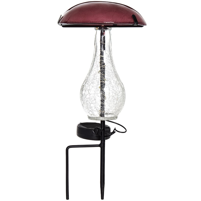 Mushroom Stake Solar Glass With Fairy Lights Purple Or Yellow