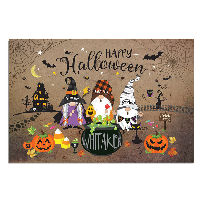 Personalized Halloween Spooky Gnome Family Doormat