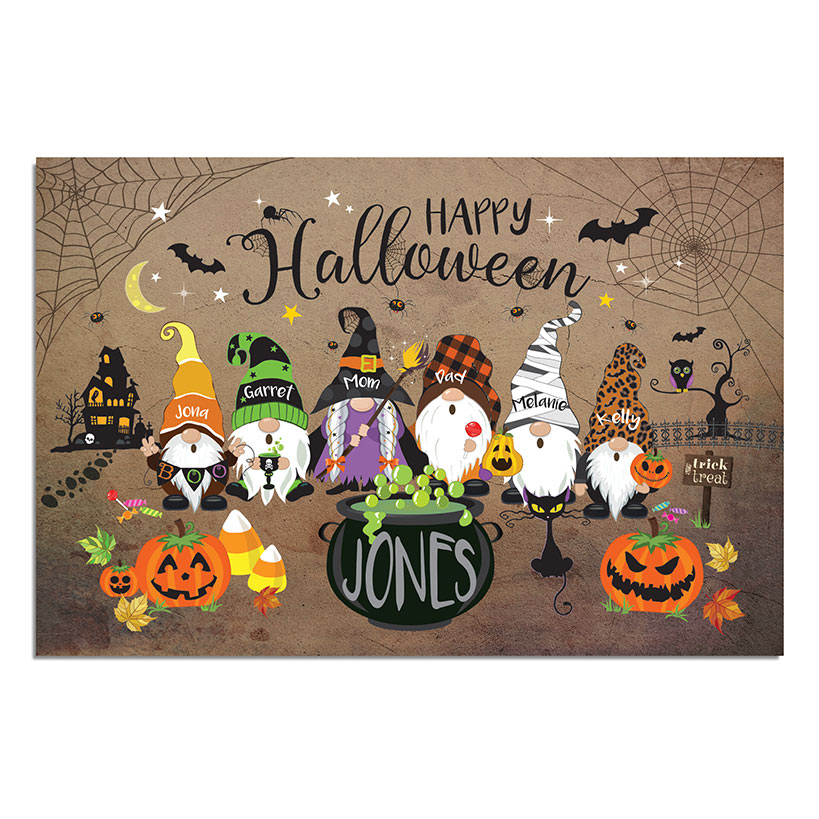 Personalized Halloween Spooky Gnome Family Doormat