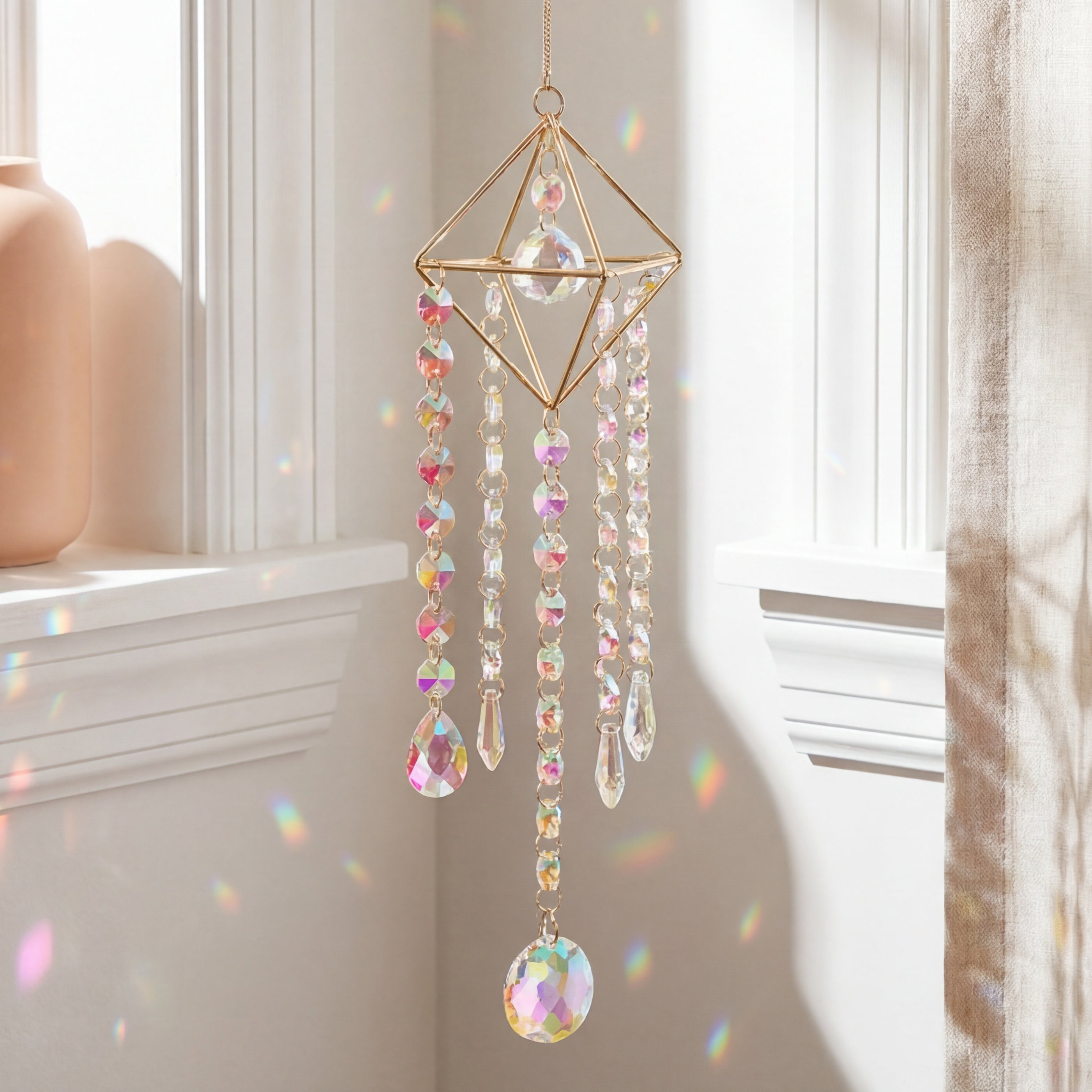 Glass Hanging Suncatcher- Decorative Art Glass Window Decor