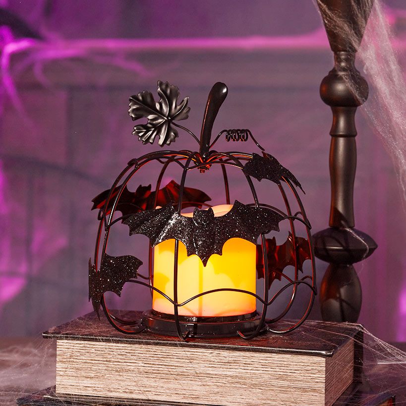 Halloween Themed Crow Glitter Candle Holder