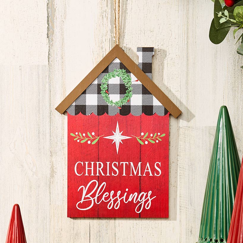 Christmas Hanging Home Sentiment Wall Decor - Blessings or Christmas